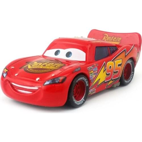 Disney Cartoon Movies Pixar Cars Hot Sales No.95 Rust.Eze Lightning McQueen 1:55 Diecast Metal Alloy Model Toys Car For Children