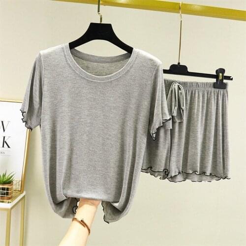 M-3XL Plus Size Pajamas Women Loose Short Sleeve Students Sleepwear Set Modal Summer Home Suit New Pijamas Female Nightwear