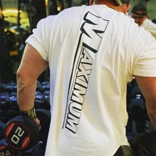 Men fashion Loose Short sleeve T-shirt Male Workout Training Apparel Summer Cotton Printed Tee shirt Gym Fitness t shirt Tops