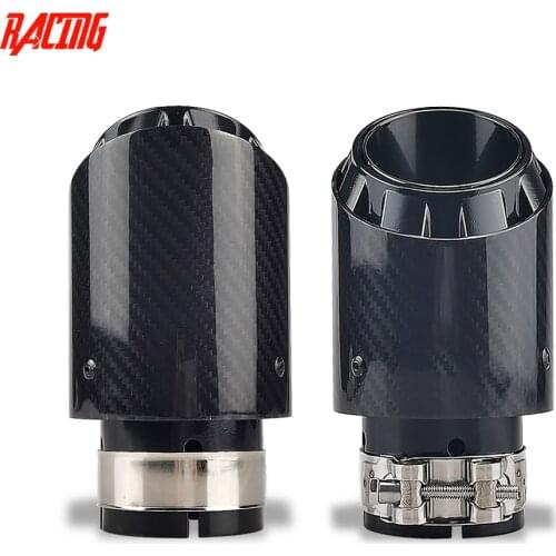 1 piece latest 3 layer design twill Glossy carbon Car Mufflers Tip Universal stainless black Exhaust pipe Muffler nozzle