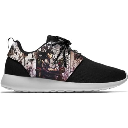 Attack on Titan Japanese Anime Manga Levi Ackerman Sport Running Shoes Casual Breathable Lightweight 3D Print Men Women Sneakers