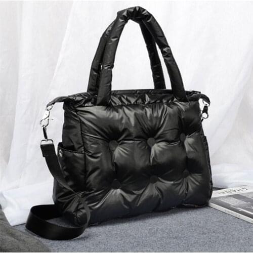 Casual Space Pad Cotton Women Handbags Designer Shoulder Bags Nylon Down Feather Crossbody Bag Large Capacity Tote Shopper Purse