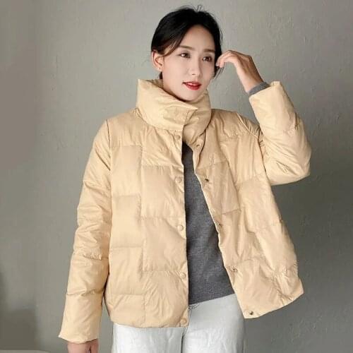 New Autumn Winter Down Coat Women Korean White Duck Down Parka Jackets Short Down Coats Womens Thin Warm Stand-up collar Outwear