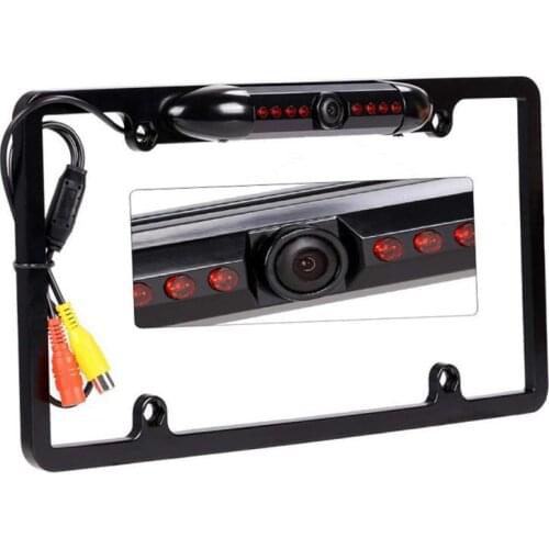 US License Plate Frame CMOS Black Car Rear View Backup Camera 8 IR Night Vision Parking Plate Cover