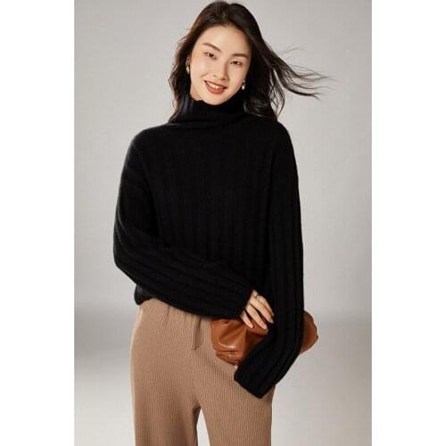 Ladies wool sweater casual high neck long-sleeved cashmere sweater autumn winter new bottoming sweater knitted pullover sweater