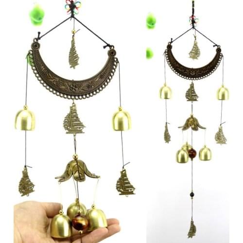 High Quality crescent-shaped Creative sailboat Church Wind Chimes with copper bell Outdoor Clocks Hanging Garden Yard Decoration