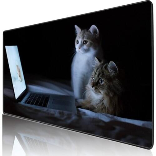 XGZ Two cats are watching TV and they look surprised Gaming Mousepad Gamer Mouse lock ege Personalized table mat HD Printing L