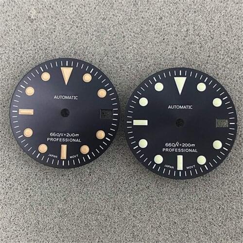 Green Luminous 28.5mm watch dial with Green/Orange pin For SKX007 NH35 Movement