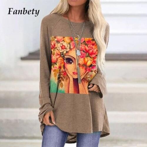 Spring Autumn Elegant Colorful Print Tee Shirts Fashion Loose O Neck Women Pullover Tops Casual Long Sleeves T Shirts Streetwear