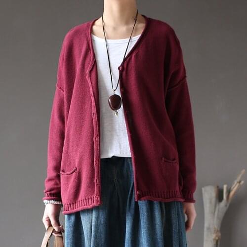 Women Solid Loose Cotton Sweaters Ladies Plus Size Casual Cardigans Knitted Jackets Female Single Breasted Outwear Knitwear