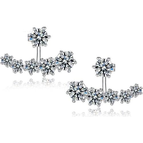 Double Use Fashionable 925 Sterling Silver Sparkling Cubic Zirconia Crystal Bead Stud Earrings For Women Wedding Bijoux