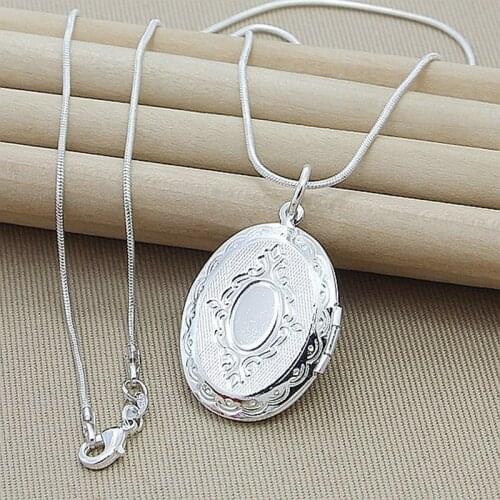 Christmas Gift 925 Sterling Silver Photo Frame Pendant Necklace Female Charm Jewelry Necklace Top Quality