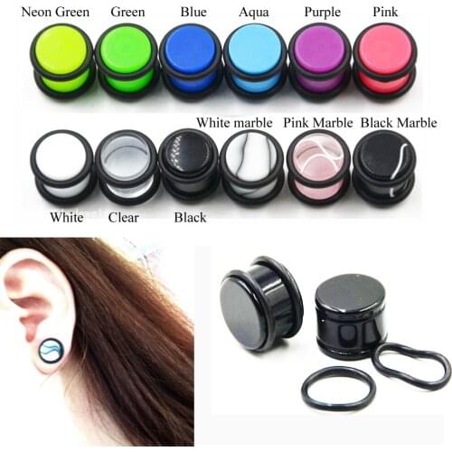 1 Pair UV Acrylic Ear Guage Tunnel Plug Kit Expander Flesh Tunnel PiercingJewelry 1.6mm-10mm