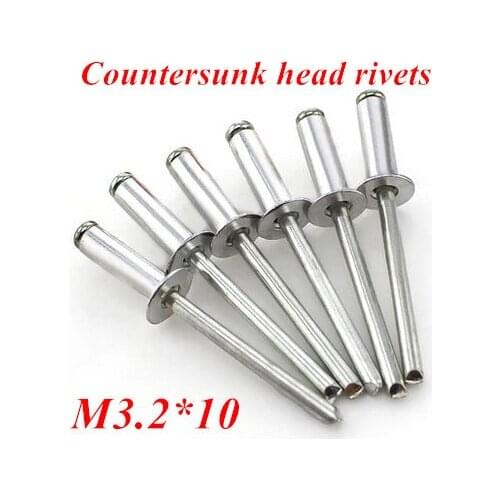 200pcs/lot M3.2*10 Aluminum Countersunk POP Head Rivet Core Pulling Decoration Rivets