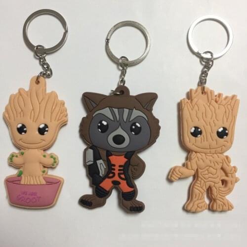 24pcs/lot pvc toy Ents Groot keychain llaveros para mujer key chain porte clef key ring blister card gift kids