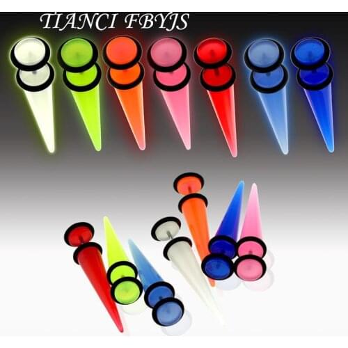 Acrylic Fake Taper with Glow In The Dark Fake Stretcher 16G 6 color 60pcs wholesales Fake ear plug