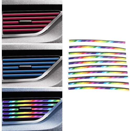 Decoration Strips Pack 10 Universal ABS Electroplate U Shape Unique Twinkle Car Chrome Air Vent Strips A/C Outlet Grille