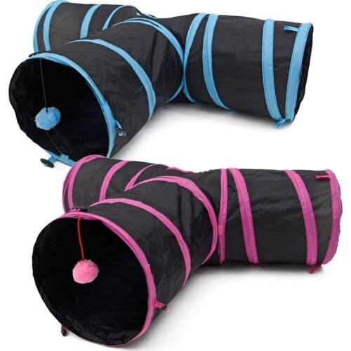 Pet Rabbit Cat Tunnel Kitten Play Toy Funny 3 WAY Foldable Puppy Rabbit Crinkle With Ball jouet ch Pet Toy Katten Speelgoed