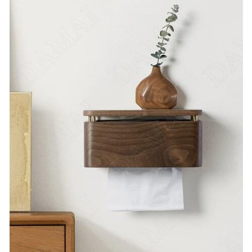 Chinese Wooden Tissue Boxes Punch-free Bathroom Paper Drawer Living Room Decor Napkin Organizer Home Decoration Modern Ornaments