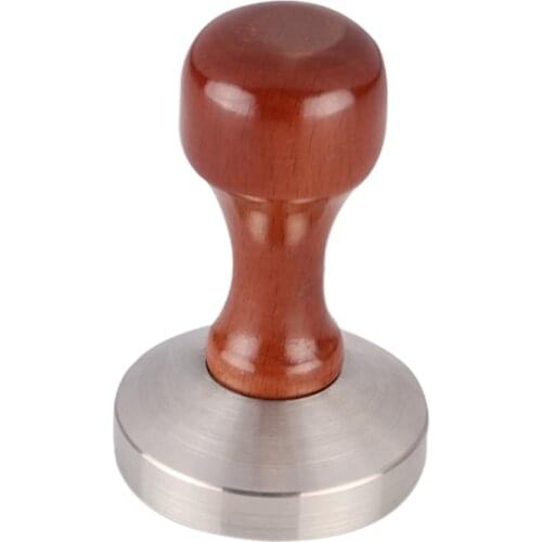 Coffee Tamper Espresso Tampers Wood Handle Stainless Steel Flat Base Tamper Coffee Powder Press Tools Barista Press Tamper