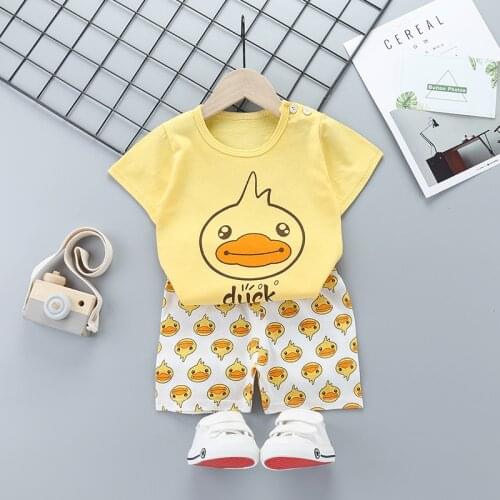 Baby Clothing Sets 0-4Y summer Baby Boys Clothes Infant cotton boys Girls Tops T-shirt+Pants Outfits kids Short Slleve T-shirts