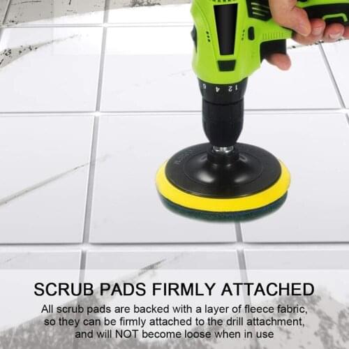 3 Pcs Drill Brush Attachment 7 Pcs Scouring Pads Scrubber Brush Cleaning Kit-All Purpose Cleaner for Bathroom Surfaces