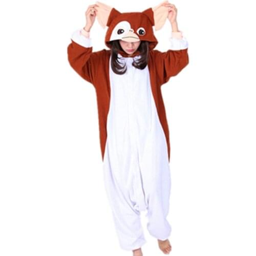 2017 New Kawaii Brown Gremlins Gizmo Cosplay Costume Onesies Halloween Carnival Party Christmas Adult Onesie pyjamas Pajamas