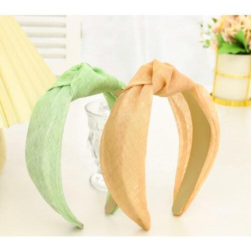 Candy Women Headband Small Fresh Hairband Girls Headwear Solid Color Head Band Net Yarn Hair Accessories Cross-Knotted Hair Hoop