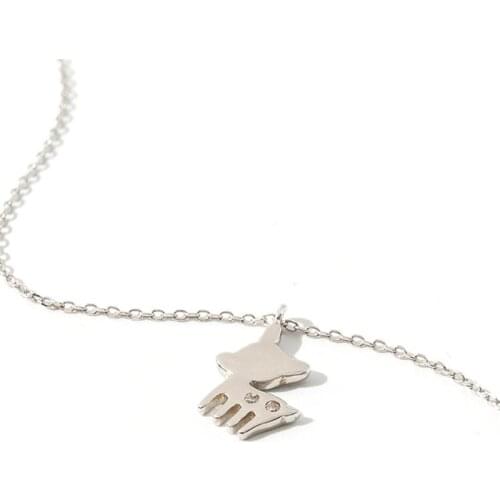 Sole Memory Cute Christmas Gift Reindeer Elk 925 Sterling Silver Clavicle Chain Female Necklace SNE511