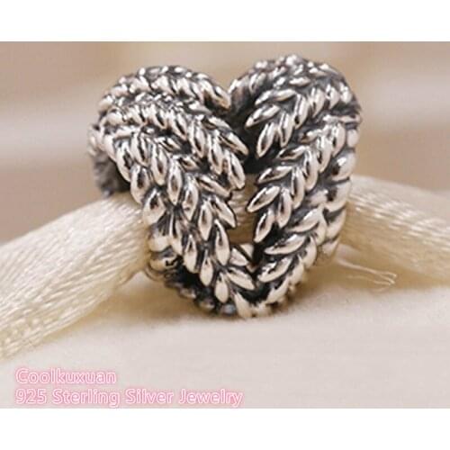 Autumn 100% 925 Sterling Silver Icon of Nature Charm heart Beads Fit Original Pandora Charms Bracelet DIY jewelry