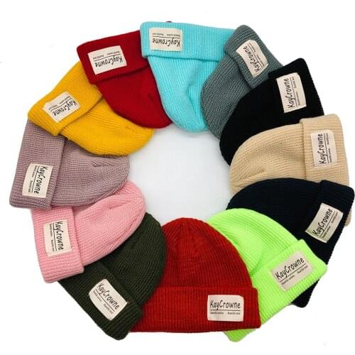 Unisex Autumn Winter Knitted cap Solid Color Acrylic Soft Tags Warm man and women Couple Hat Gorro Skull Casual Ski Beanies