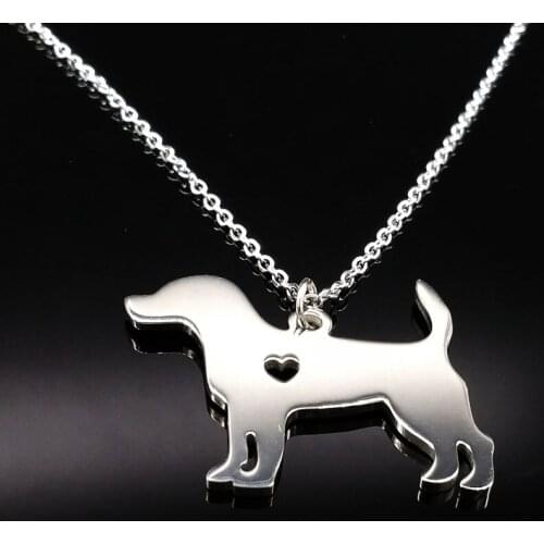 2021 New Guardian Angel Dog Silver Color Chain Necklace Men Jewelry Animal Stainless Steel Dog Neckless Men Jewelry ras de cou