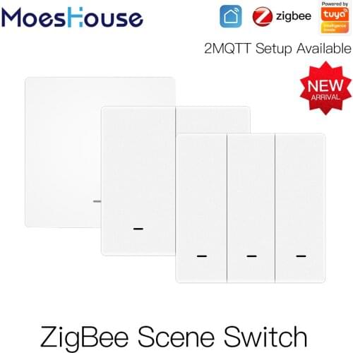 MoesHouse Tuya ZigBee Wireless 9 Scene Switch Push Button Battery Powered Transmitter Smart Life App Automation 1/2/3 Gang