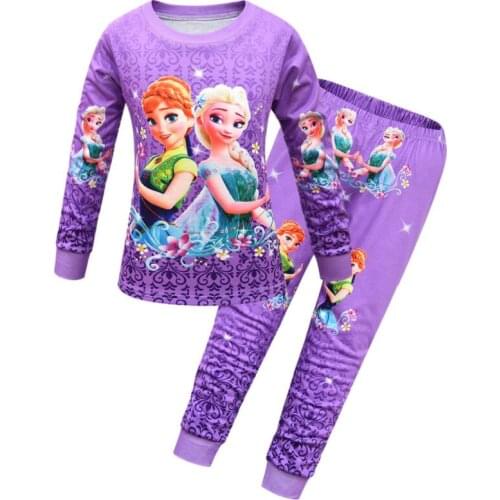 Disney Girls Boys Cotton Pajamas sets Cartoon Frozen toddler Sleepwear pijamas baby Pyjama suit kids clothes Suit