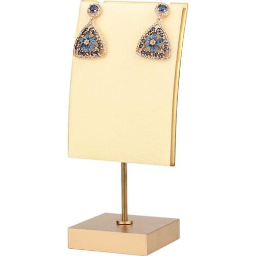 New Arrivals Light Yellow Suede Metal Plate Microfiber Leather Jewelry Display Stand Necklaces Earrings Pendant Base Removable