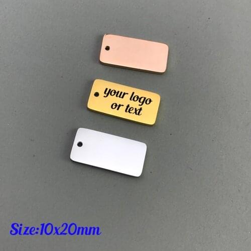 30pcs 10x20mm Necklace Pedant Stainless Steel Charm Bracelet Tag Logo Tag gold rosegold steel color