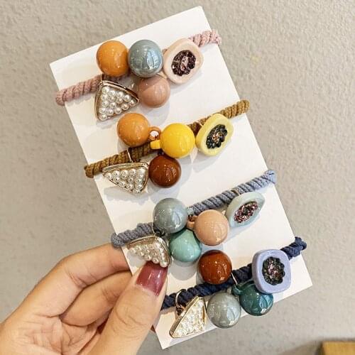 New Women Girls Cute Colorful Ball Geometric Elastic Hair Bands Sweet Scrunchie Rubber Bands Headband Fashion Hair Accessories