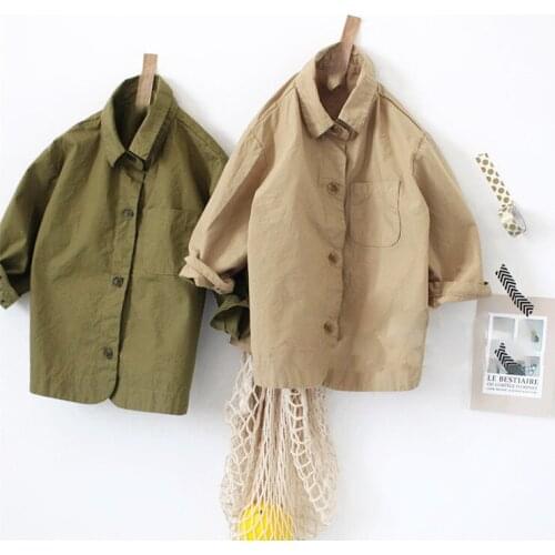 Retro Workwear Lapel Personalized Shirt Trendy Boys Top 20D540