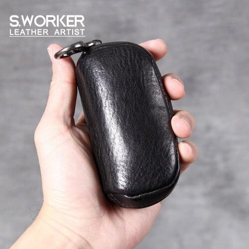 Handmade Genuine Leather Key Chain Mens Fashion Waist Car Key Chain Remote Case Multifunction Vintage Style Women