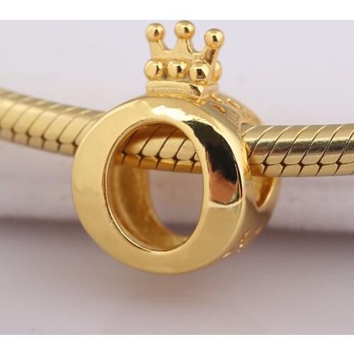 S925 Bead DIY Jewelry shine Crown O Charms fit Lady Bracelet Bangle