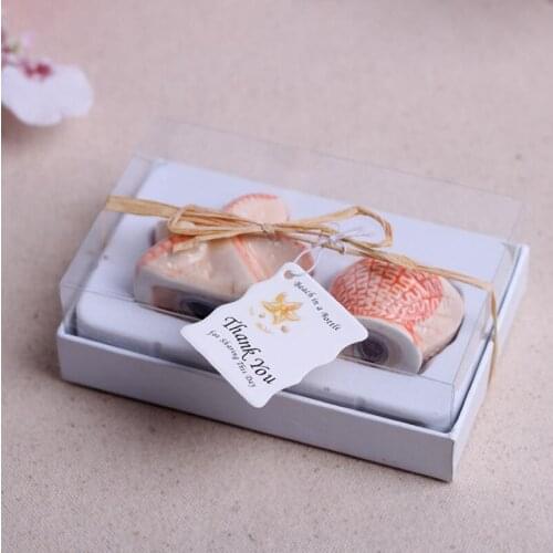 Baby Shower Wedding Favor Gift Seashell Beach Theme Salt and Pepper Shaker For Guest LX2870