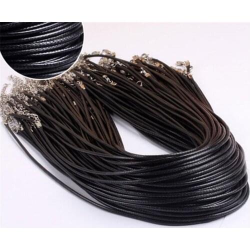 100pieces Waxed Cotton 1.5mm Wax Cord Thread Black Color Necklace Cords 45cm + 7cm Jewelry chain necklace cord
