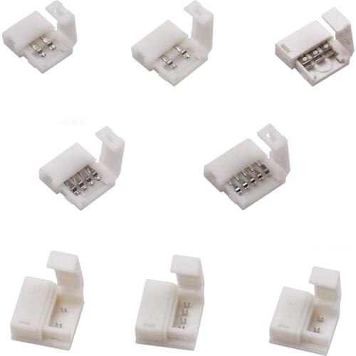 LED Connector 2 pin/3 pin/4 pin solderless For 8mm/10mm 5050/3528/ws2811/ws2812b/5630/5730 smd LED Strip 5pcs/lot