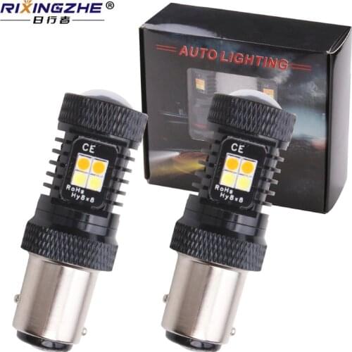 RXZ Canbus S25 1157 BAY15D P21/5W led light 3030 Turn Signal Brake light stop parkingCar Driving Lamp Dual Color Switchback Led