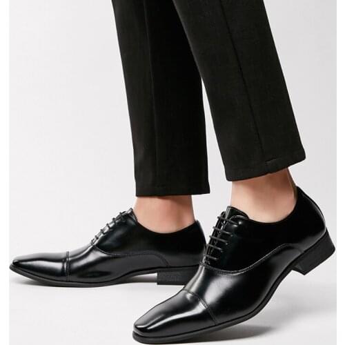 Men dress shoes lace up Genuine Leather Business Men wedding party Shoes brogue Retro cow Leather Oxford Shoes For Men