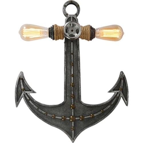 Antique wooden wall lamps vintage Anchor wall sconces for bar coffee shop Restaurant retro wall mounted lights pirate loft decor