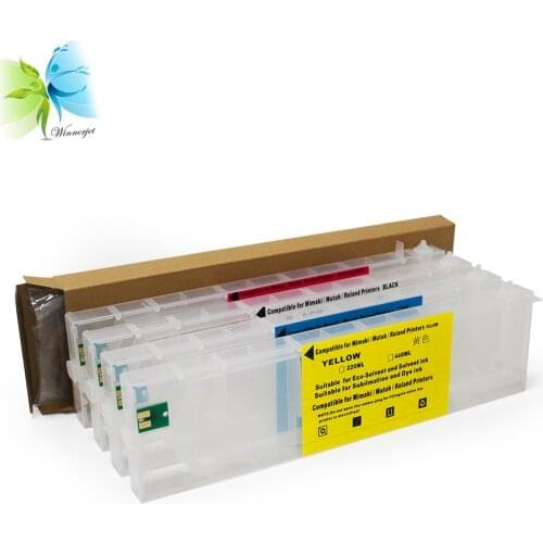 WINNERJET 440ml 4 Colors Empty Refillable Ink Cartridge With Permanent Chip For Roland RS640 RS540 Printer