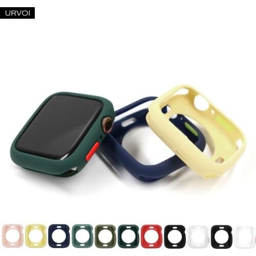 URVOI Candy TPU case for apple watch series 6 SE 5 4 3 2 1 colorful cover protector for iWatch Ultra-thin frame colord button