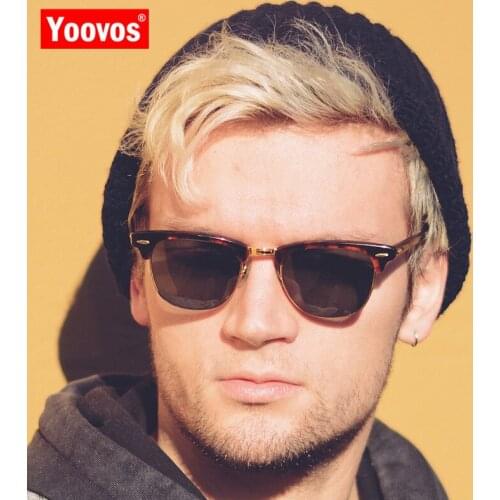 Yoovos 2021 Polarized Semi-Rimless Sunglasses Women/Men Vintage Rice Nail UV400 Classic Eyewear Brand Designer Sun Glasses