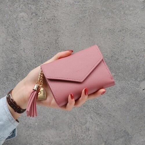 Womens Wallet Cute Student Tassel Pendant Trend Female Small Fashion PU Wallet 2021 Coin Purse Women Ladies Card Bag For Women